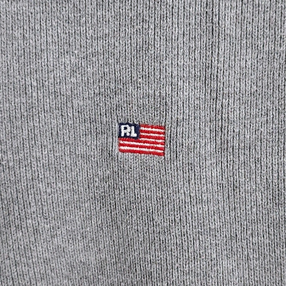 Vintage Polo Jeans Ralph Lauren Ribbed Quarter Zip Sweater Womens Large Gray - Picture 4 of 8